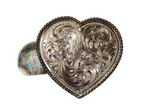 Vintage Handmade Sterling Silver Plated Engraved Heart-Shape Belt Buckle