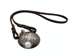 Vintage Leather Cord Sterling Silver Plated Turtle Medallion Pendant Necklace