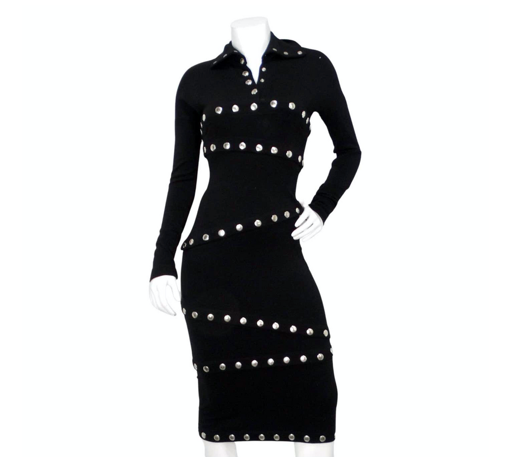 2003 Dolce & Gabbana F/W Runway Black Knit Snap-Up Convertible Dress
