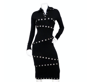 2003 Dolce & Gabbana F/W Runway Black Knit Snap-Up Convertible Dress