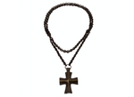 Vintage Brass Cross Pendant Long Chain Necklace