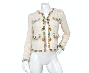 2017 Chanel Paris-Cuba Tweed Ivory Jacket With Multicolor Trim