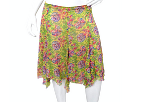 Y2K Ralph Lauren Silk Yellow Floral Print Skirt