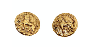 1984 Chanel Gold Tone Lion Motif Coin Style Clip-On Earrings
