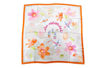 Vintage Patek Philippe "Les Metiers D'art" Silk Painted Flowers Print Scarf