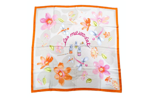 Vintage Patek Philippe "Les Metiers D'art" Silk Painted Flowers Print Scarf