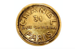 1990s Chanel 31 Rue Cambon Gold Tone Medallion Singular Clip-On Earring