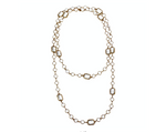 1981 Chanel Long Clear Crystal & Gold Plated Chain Chiclet Necklace