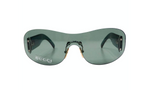1990s Gucci Blue Tinted Frameless Oversized Shield Sunglasses