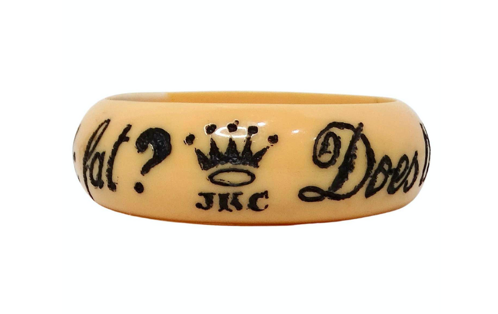 Y2K JKC "Does This Bracelet Make Me Look Fat?" Yellow Resin Bangle