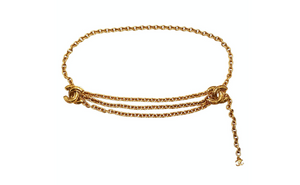 1990s Chanel Interlocking CC Gold Plated Chain Waist Belt