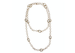 1981 Chanel Long Clear Crystal & Gold Plated Chain Chicklet Necklace