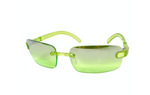 1990s Emporio Armani Neon Green Rectangular Frameless Sunglasses