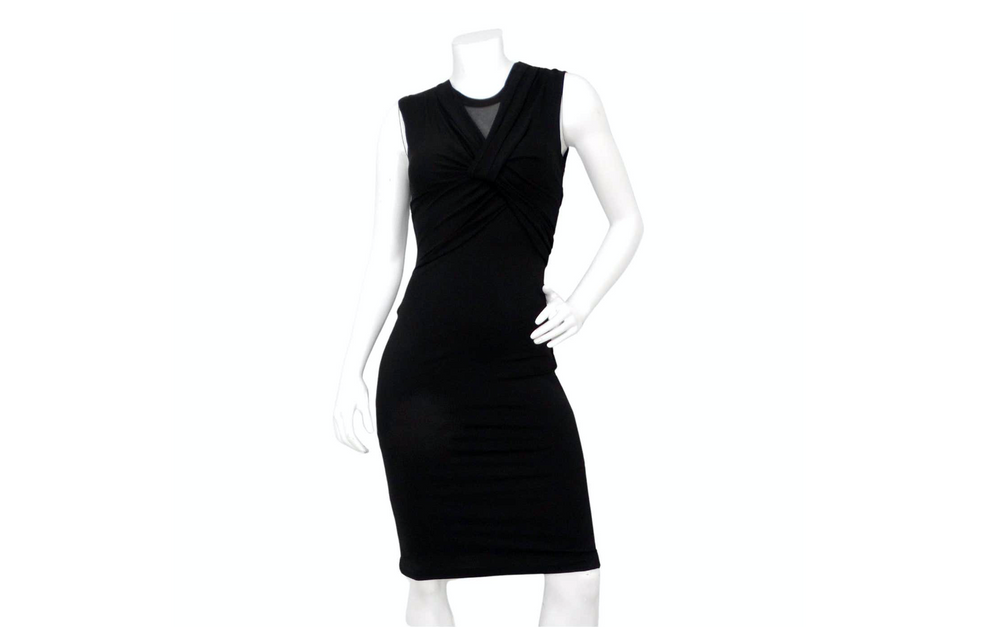 Tom Ford Black Wrap Detail Sleeveless Midi Dress