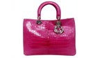 Christian Dior Diorissimo Purple Pink Crocodile Lady Dior Handbag