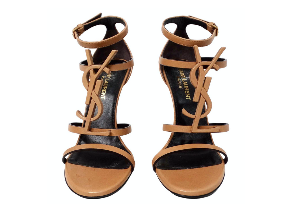 Cassandra Ysl Brown Heels Saint Laurent Tan Calfskin Cassandra