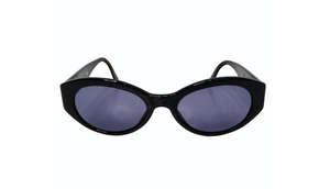 Chanel Interlocking CC Black Oval Frame Purple Tinted Sunglasses circa 1990s