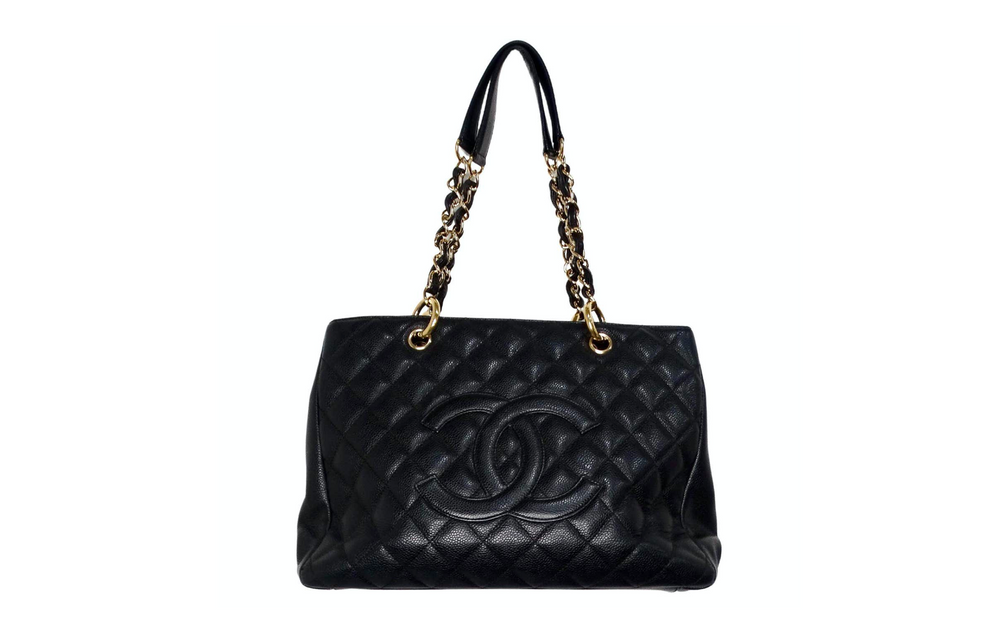 Chanel Black Quilted Caviar Leather Grand Shopping Tote Bag circa 2006-08