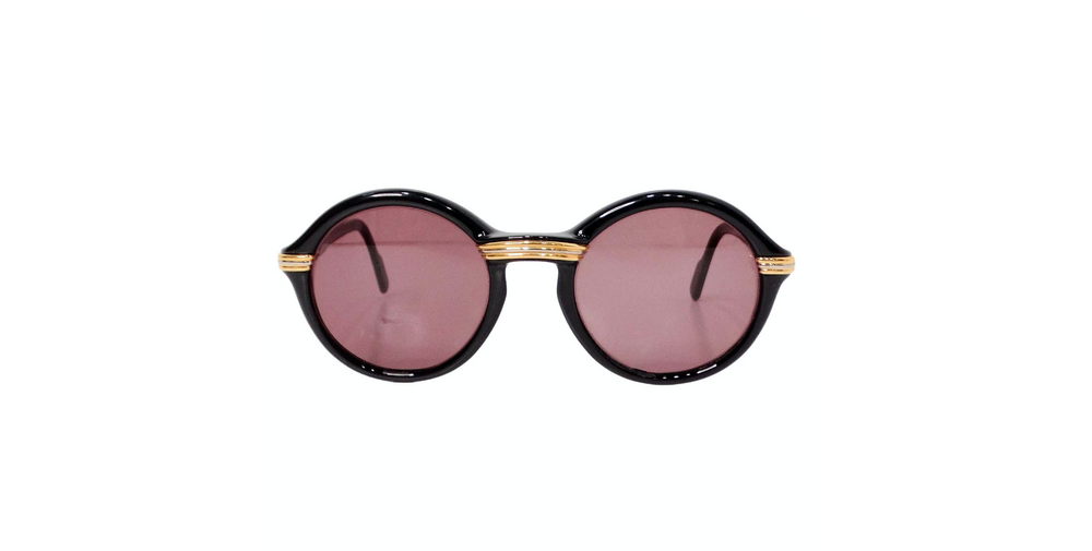 Cartier Black Cabriolet Round Sunglasses circa 1991