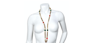 Karl Lagerfeld Pearl & Glass Beaded Chain Link Necklace circa 1990s