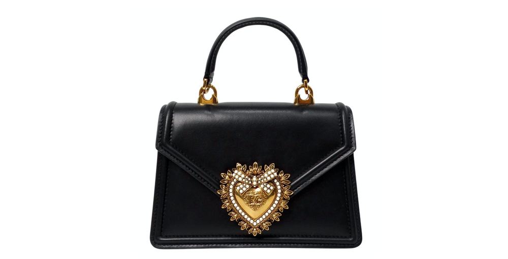 Dolce & Gabbana Small Black Calfskin Devotion Top Handle Bag