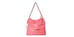 Chanel 22 Small Coral Shiny Quilted Calfskin Tote Bag