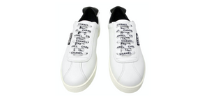 Chanel White & Black Calfskin Leather Sneakers