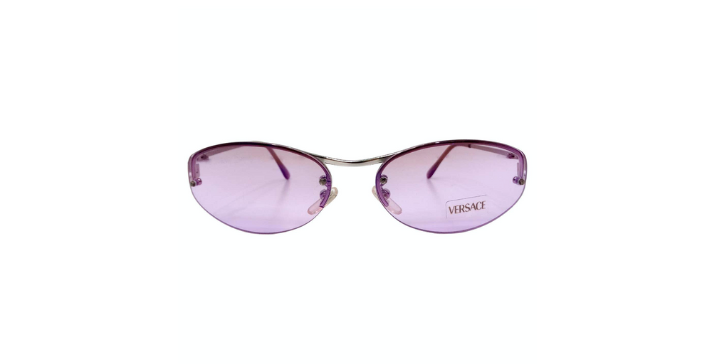 versace ski goggles Versace Oval Frameless Purple Lens Sunglasses circa 1990s – Vintage by Misty