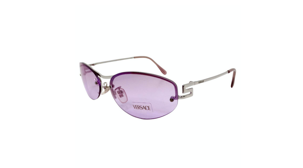 Versace Oval Frameless Purple Lens Sunglasses circa 1990s