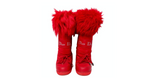 John Galliano for Christian Dior Red Lace-Up Faux Fur Snow Boots Circa Y2K