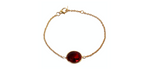 Baccarat Vermeil 18k Gold Plated Sterling Silver Red Crystal Chain Link Bracelet