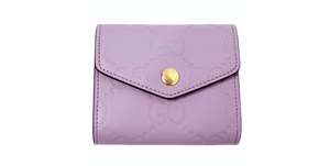 Gucci Lilac GG Embossed Leather Tri-Fold Square Wallet