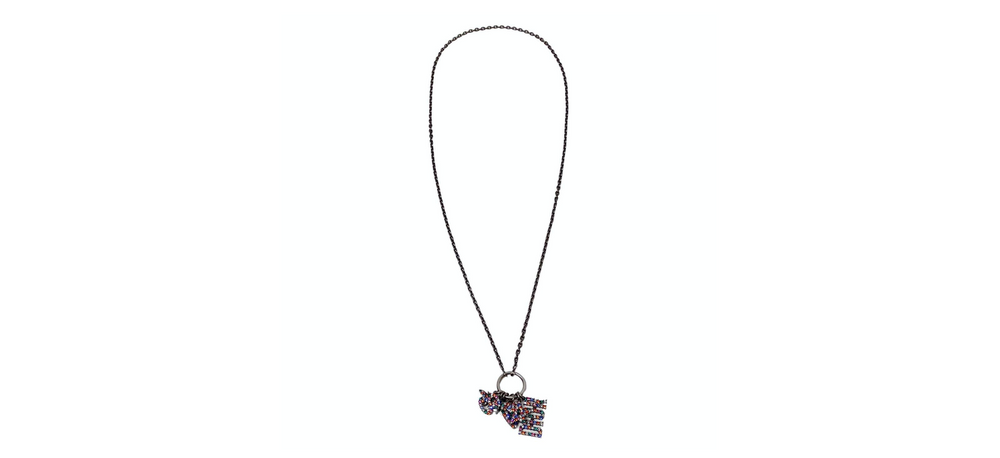 Christian Dior Crystal Charms & Silver-Tone Chain Pendent Necklace