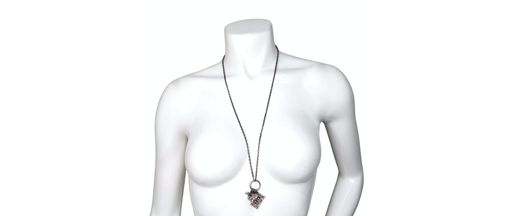 Christian Dior Crystal Charms & Silver-Tone Chain Pendent Necklace