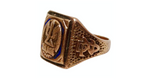 Engraved 10k Gold Enamel Emblem Signet Ring circa 1950s