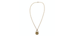 14k Gold Rope Chain Flat Padlock Pendant Necklace circa 1990s