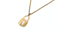 14k Gold Rope Chain Flat Padlock Pendant Necklace circa 1990s