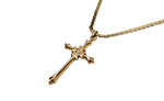 14k Gold S-Link Chain Cross Pendant Necklace circa 1990s