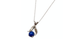 Blue Star Sapphire 14k White Gold Pendant Necklace circa 1960s