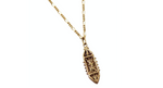 14k Gold Chain Link Filigree Mezuzah Pendant Necklace circa 1990s