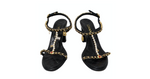 Chanel Black Quilted Lambskin Leather Chain T-Strap Charm Sandals 2022
