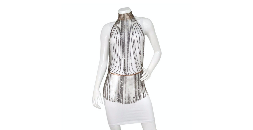 Agent Provocateur Yarolika Gunmetal Crystal Beaded Droplet Playsuit