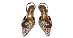 Manolo Blahnik Metallic Leopard Print Suede Slingback Pumps circa Y2K