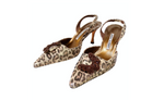 Manolo Blahnik Metallic Leopard Print Suede Slingback Pumps circa Y2K