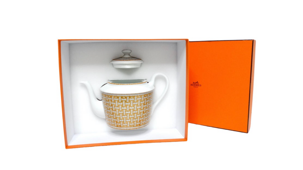 Hermes Mosaique au 24 Van Quatre Gold Porcelain Teapot