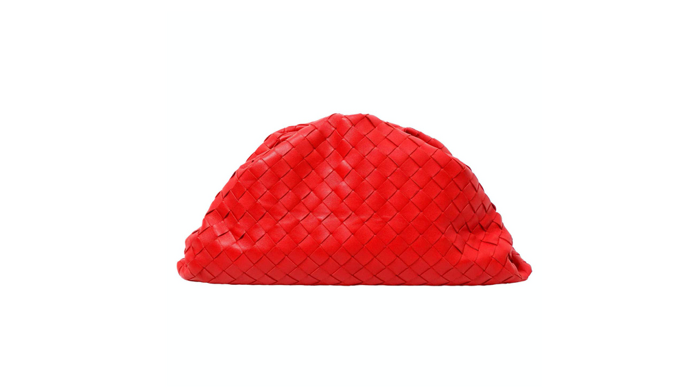 Bottega Veneta Red Nappa Maxi Intrecciato The Pouch Clutch