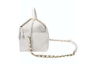 Chanel White Quilted Aged Calfskin Double-Sided Bowling Bag