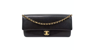 Chanel Black Grained Calfskin Leather Maxi Clutch Shoulder Bag 2024