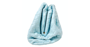 Bottega Veneta Pale Blue Leather Intrecciato Teen Pouch Clutch