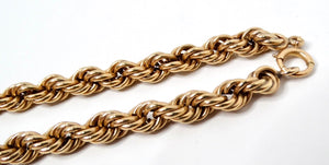 14k Italian Gold Rope Chain Necklace circa 1980s